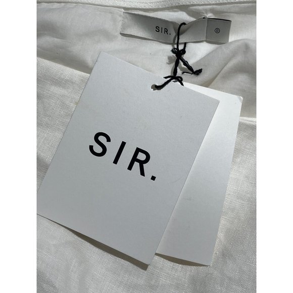 SIR. Bettina Tie Midi Dress in Ivory XSmall New Womens Linen Off the Shoulder - Picture 9 of 16